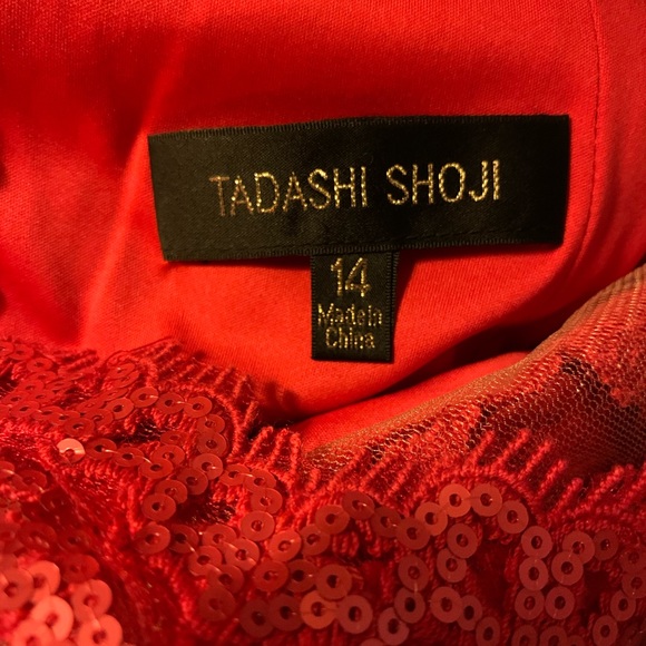 Tadashi Shoji Paillette Embroidered Illusion Lace Dress Size 14 - Picture 15 of 16